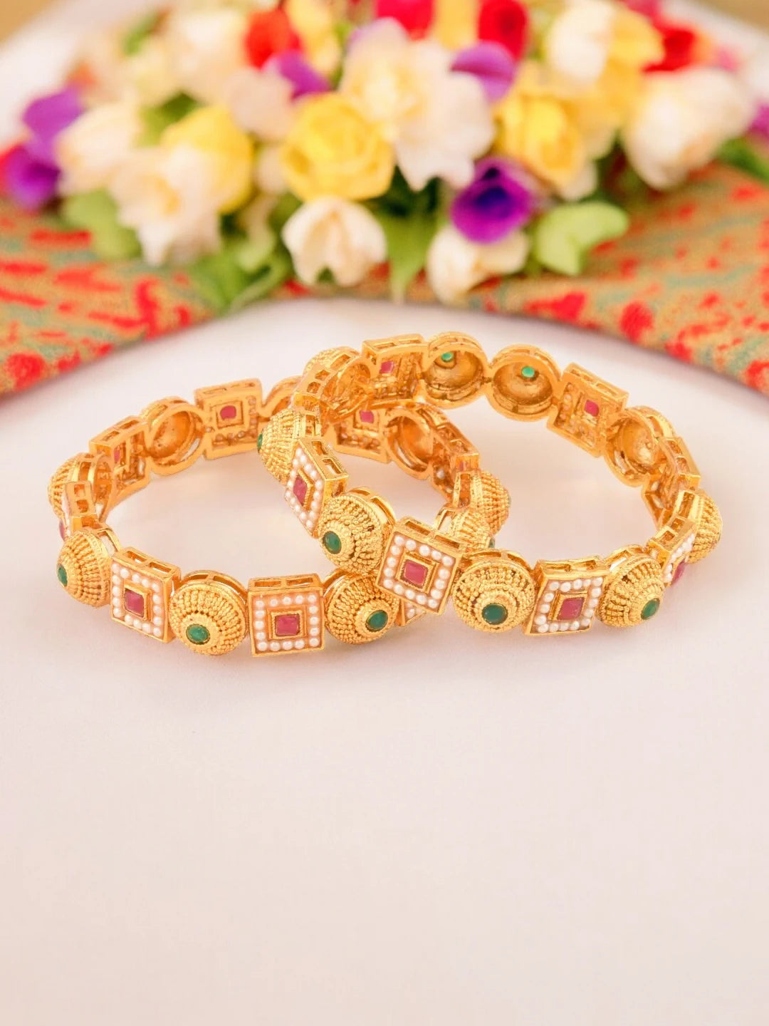 Pearl & Polki Bangle Set