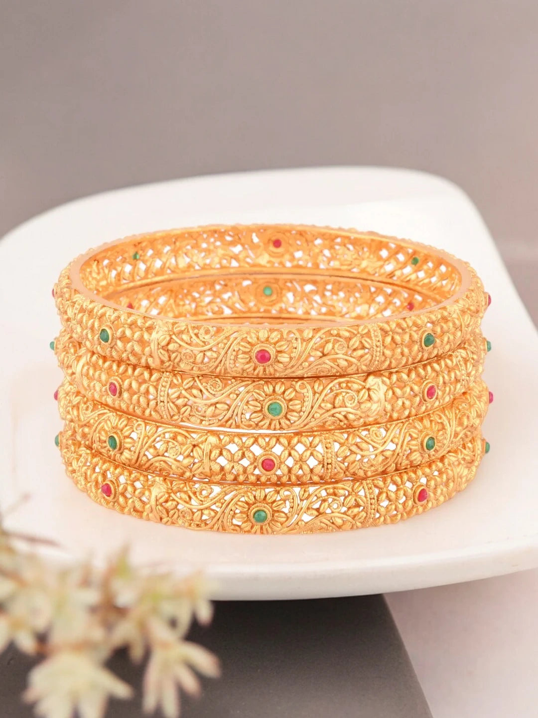 Gold Plated Jali Bangles