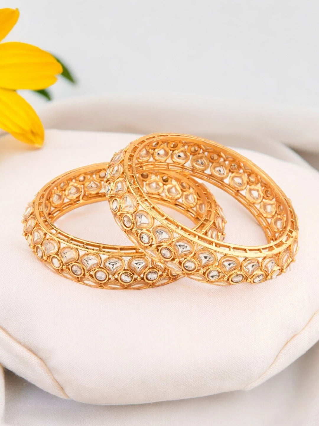 Gold Plated Kundan Bangles