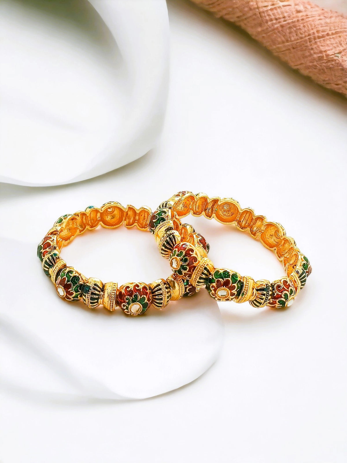 Kundan Meenakari 2Pc Multicolor Bangle kada