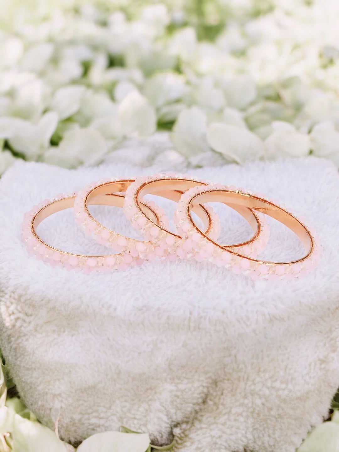 Baby Pink Beaded Bangles