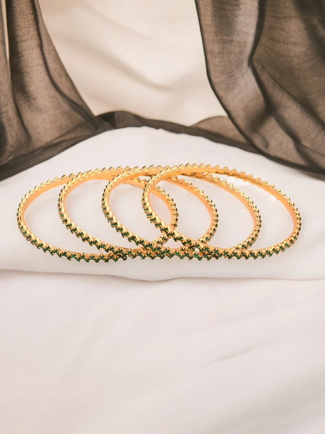 Gold Plated Green Bangles