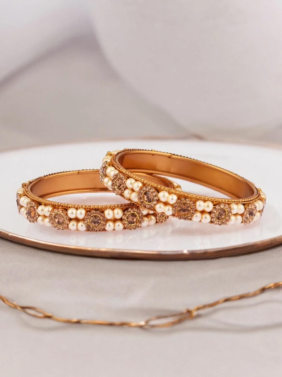 Gold Plated Pearl Bangles