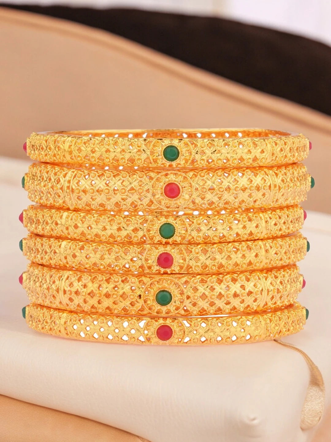 Gold Plated 6 PC Bangles