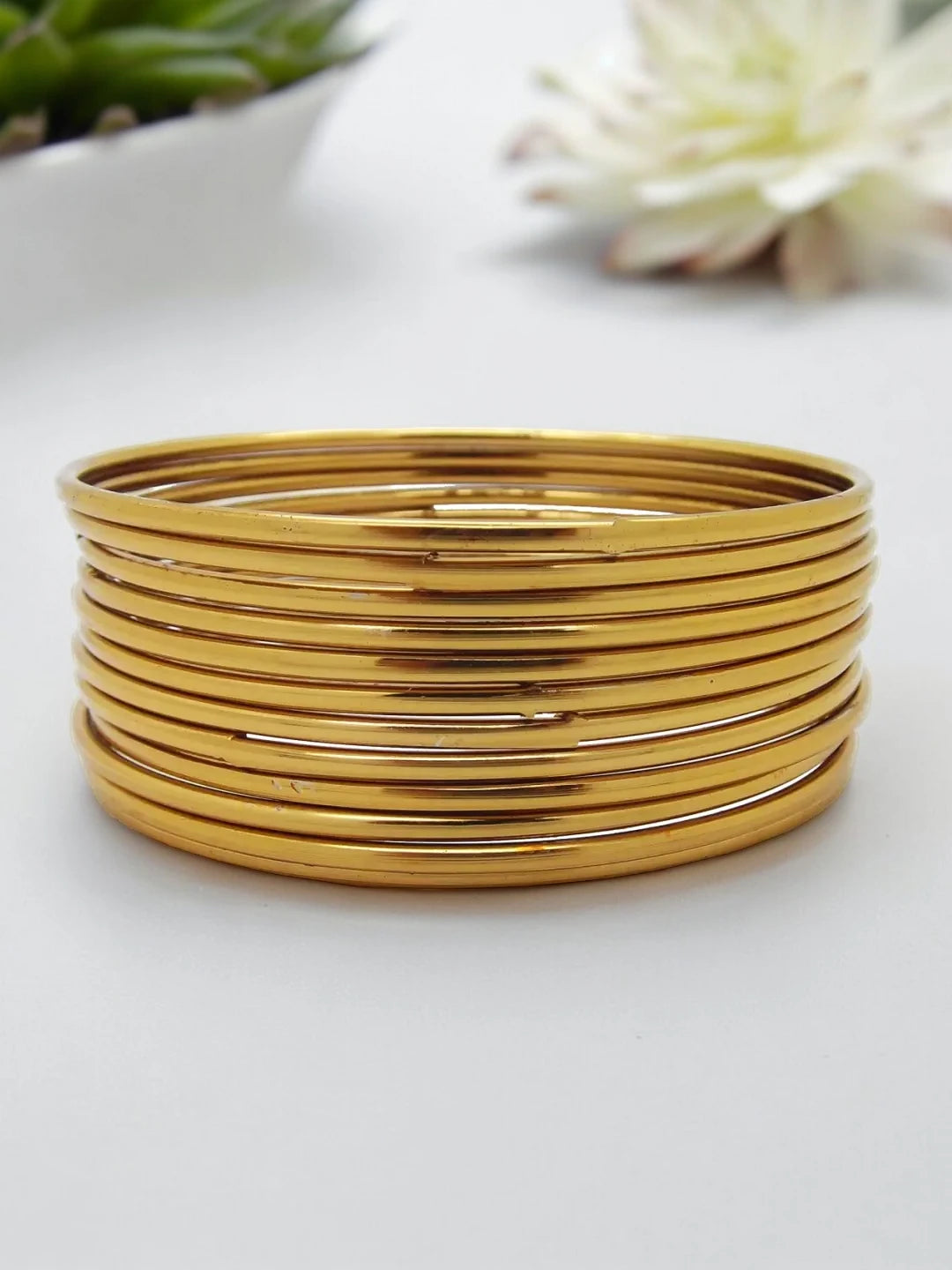 Gold Plated Sleek Plain Bangles