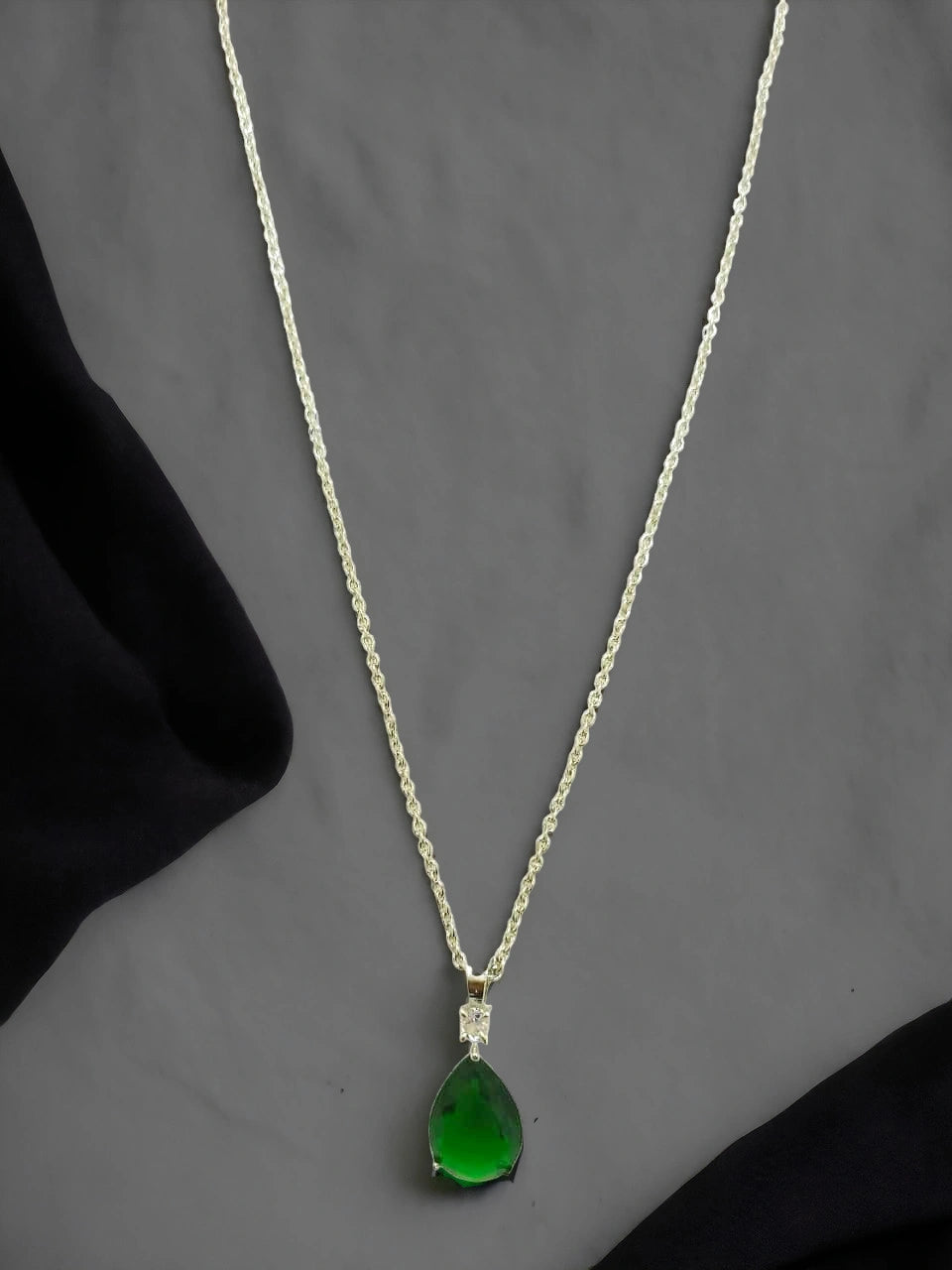 Dark Green Drop Pendant Chain