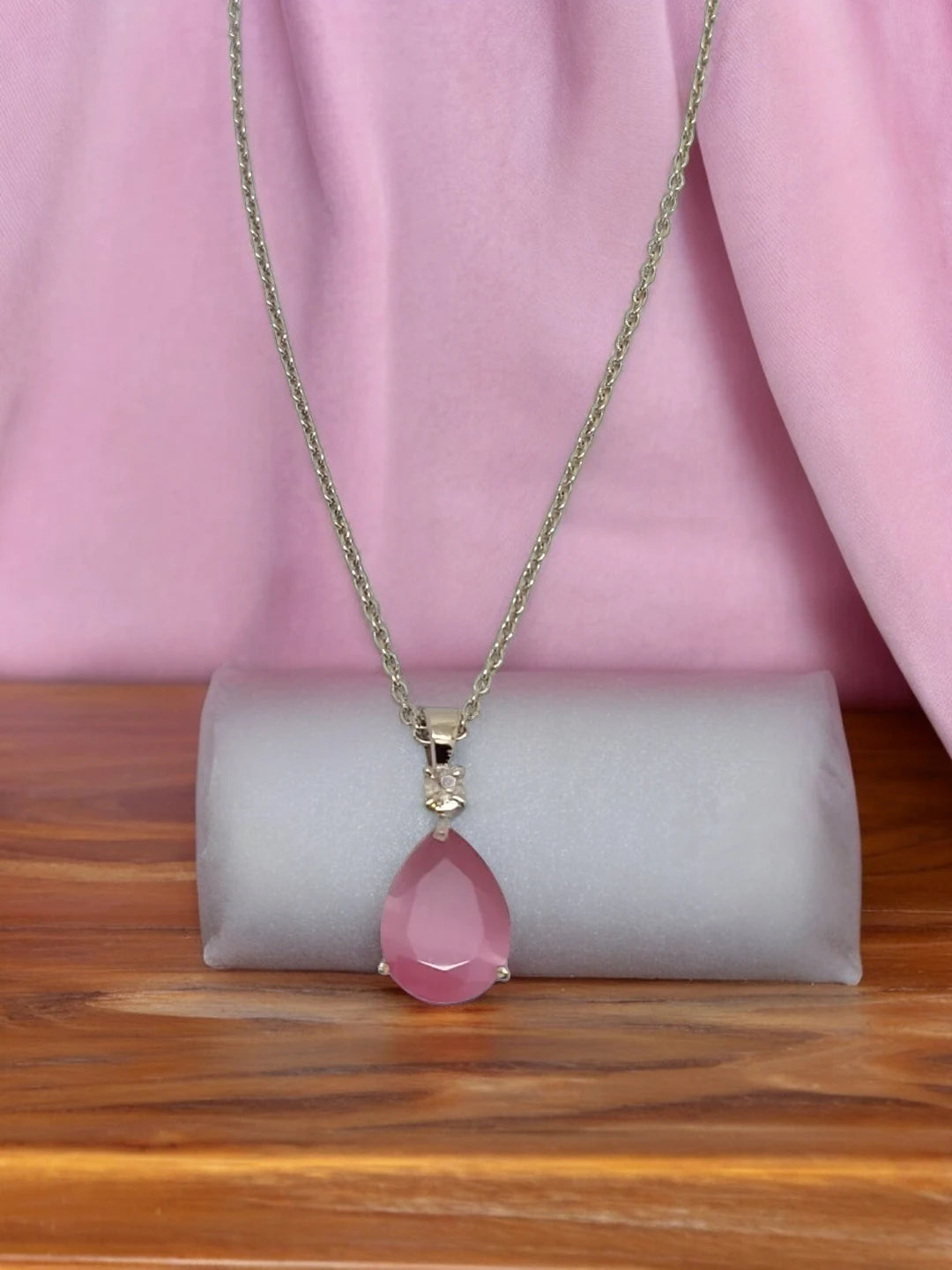 Baby Pink Drop Pendant Chain