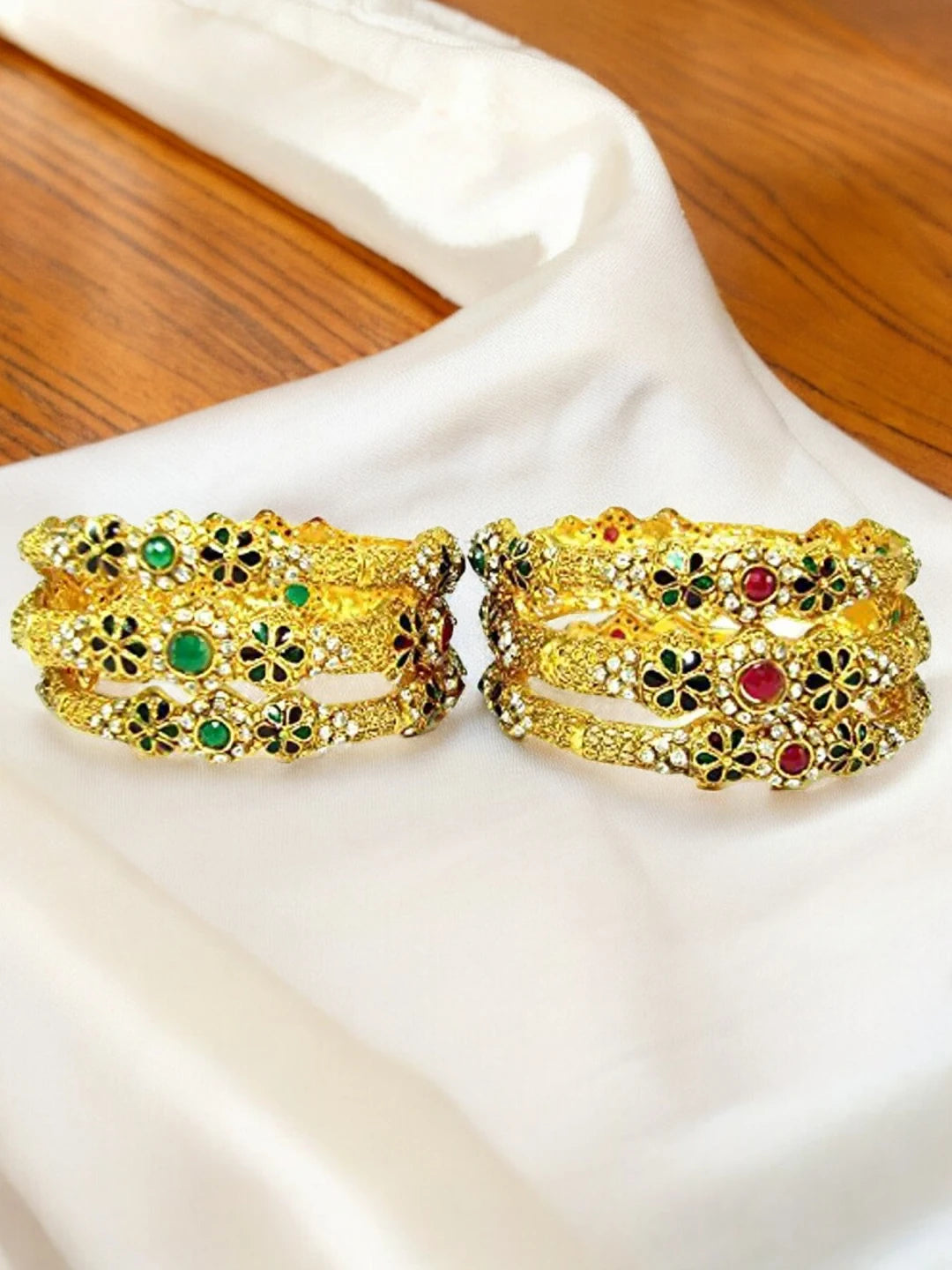 Gold PLated Floral Bangles